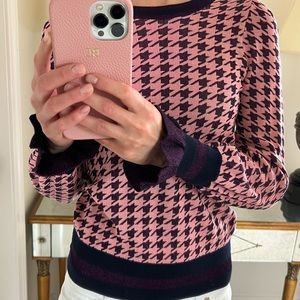 BAUM UND PFERDGARTEN, Charissa Sweater In Rose Purple Houndstooth, Size XXS-XS